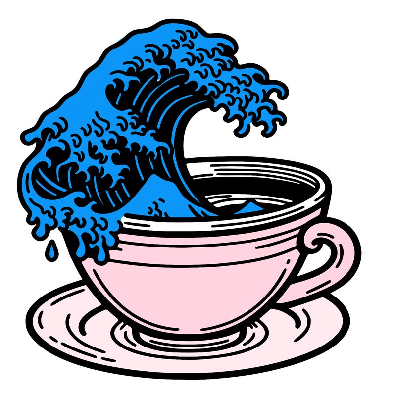 great wave of kanagawa in a cup of tea