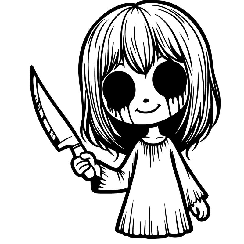 creepy girl with knife