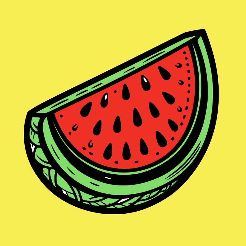 slice of water melon in the center