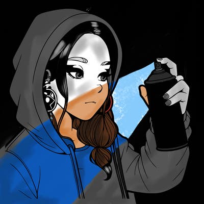a realistic girl, spray painting
