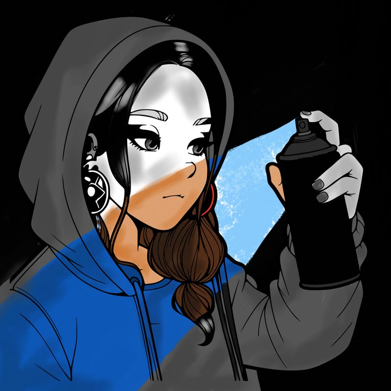 a realistic girl, spray painting