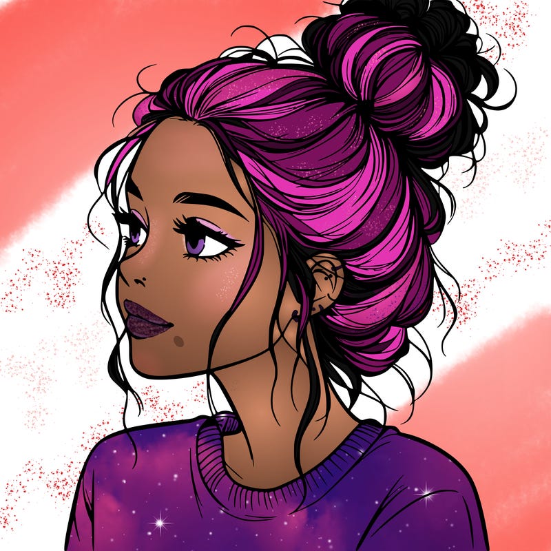 a realistic girl with a messy bun