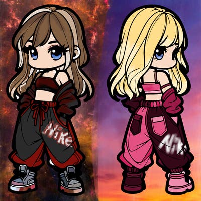 girl in crop top and baggy pants