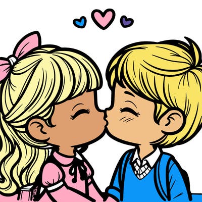 boy and girl kissing