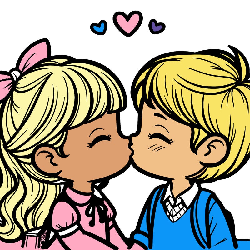 boy and girl kissing