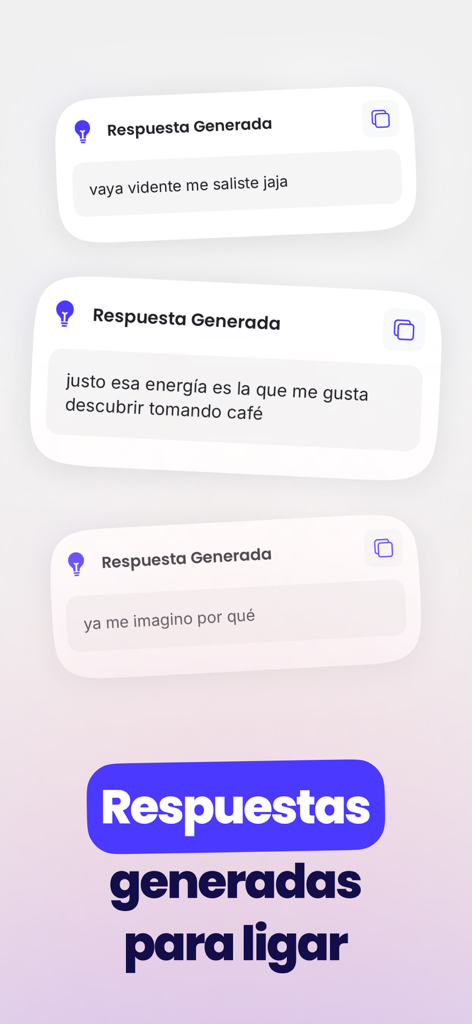 Tarjetas de respuestas coquetas generadas por IA para aplicaciones de citas
