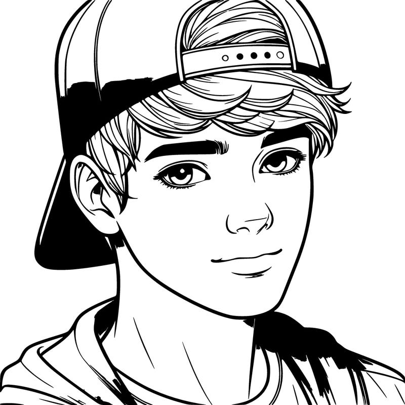 realistic teenage boy with backwards baseball cap