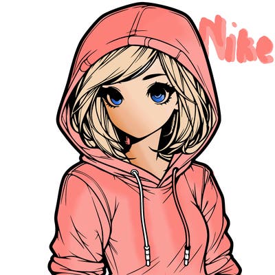realistic girl with hoodie