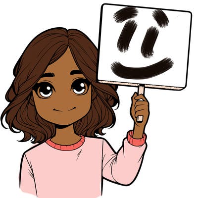 realistic girl holding up a sign