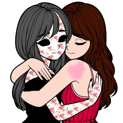 realistic girls hugging