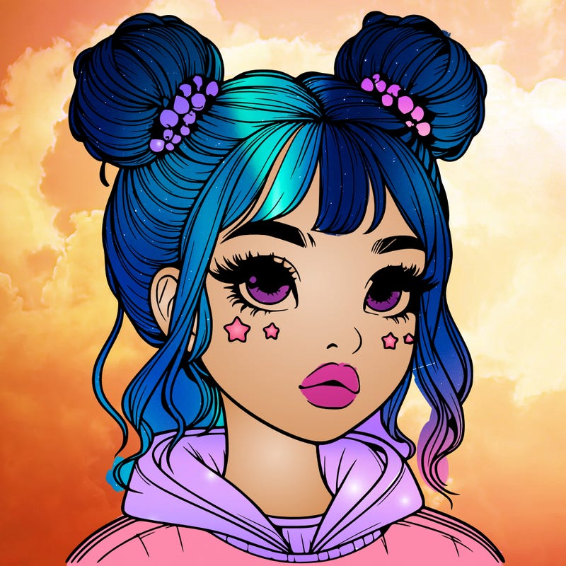 realistic girl with space buns