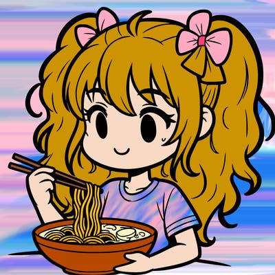 a girl eating ramen