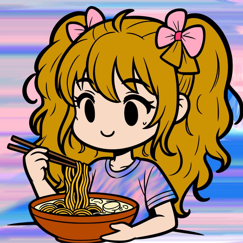a girl eating ramen