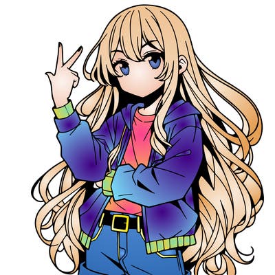 one anime girl with long hair and a cool pose