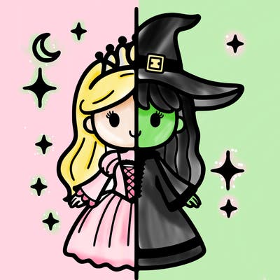 split princess and witch