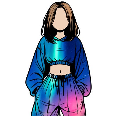 realistic girl faceless with baggy pants and a crop top