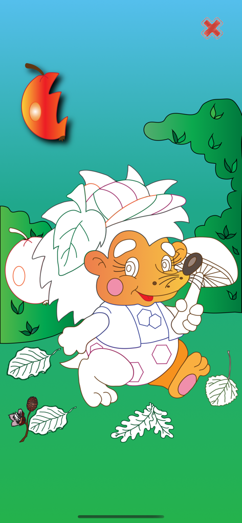 Gofun - Puzzle de emparejar formas de erizo en la aplicación de aprendizaje Montessori Gofun para niños pequeños