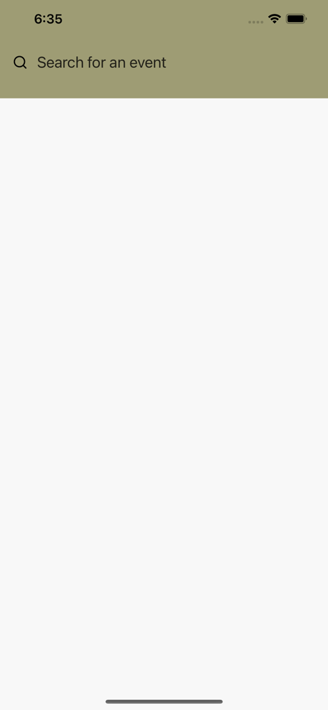 Defence Leaders Events - Oberfläche mit einer Suchleiste für die Defence Leaders Events App