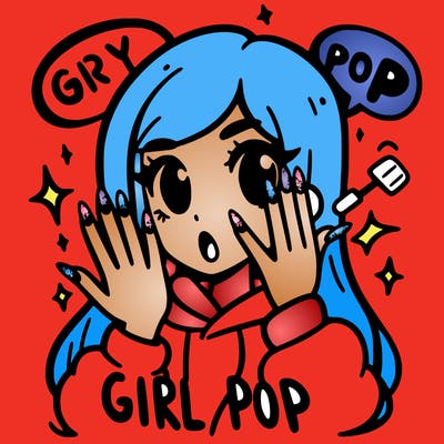 a girl showing off her nails and saying girly pop