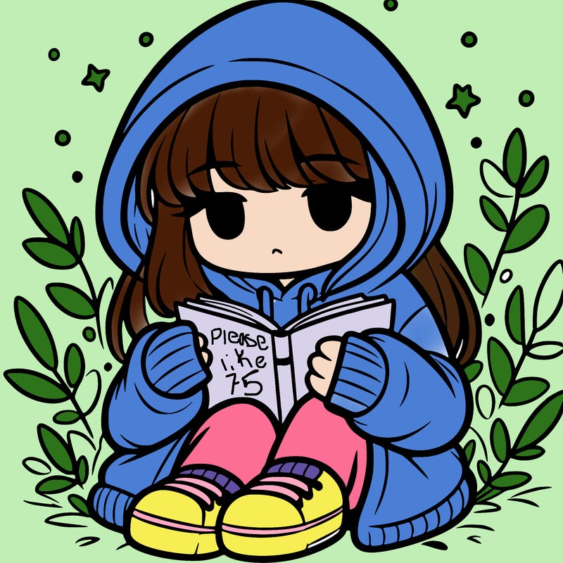 girl in oversized hoodie reading a book