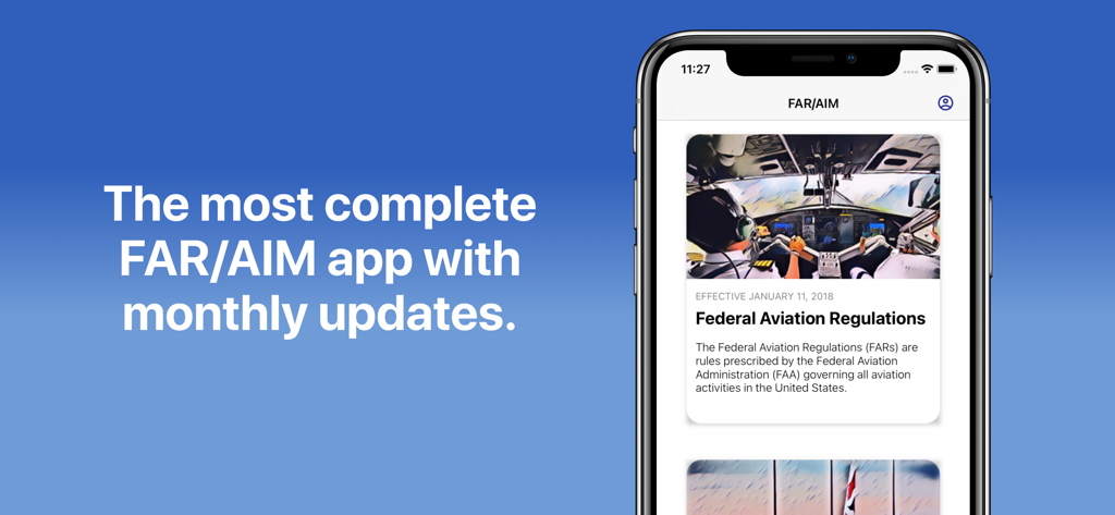 FAR/AIM - FAA Pilot Reference - The FAR AIM FAA Pilot Reference app interface displaying monthly updates and federal aviation regulations