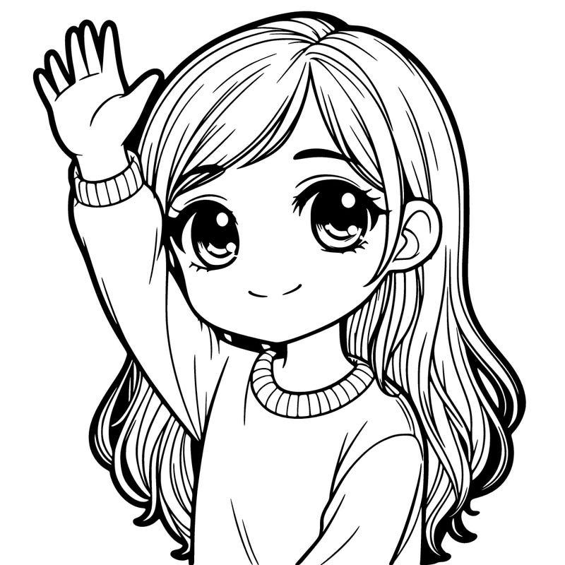 realistic girl with one hand up