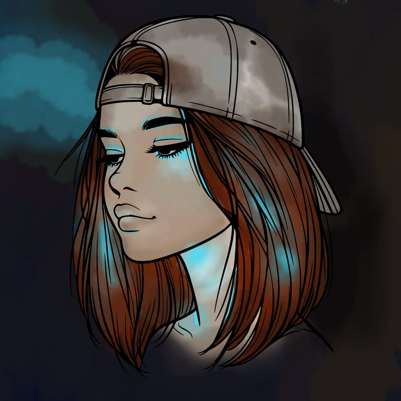 realistic  girl with a backwards hat