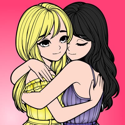 realistic girls hugging