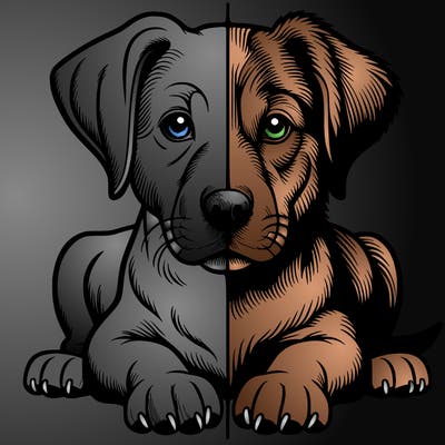 realistic dog split picture