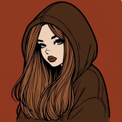 realistic girl in a over sized hoodie and her hair down