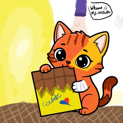 a small cat with a blank sheet of paper in its hand. the cat is sooooooo cute!