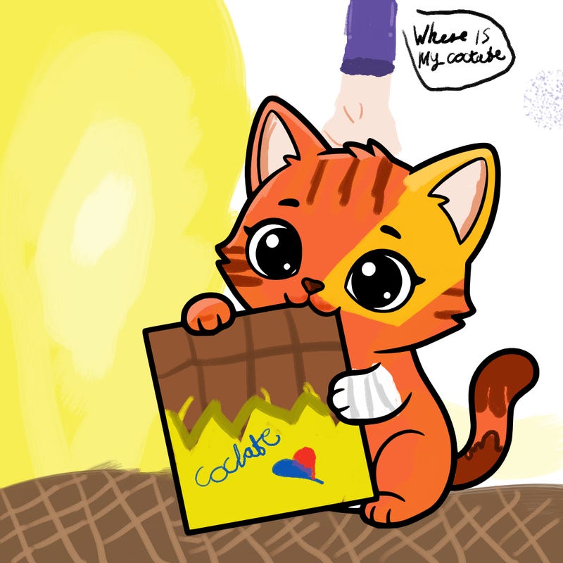 a small cat with a blank sheet of paper in its hand. the cat is sooooooo cute!