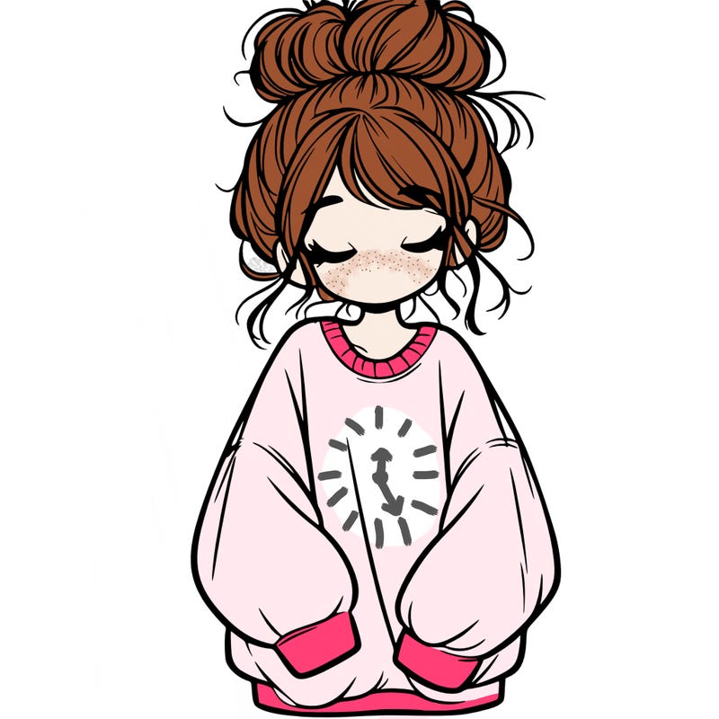 girl with baggy sweatshirt and messy bun