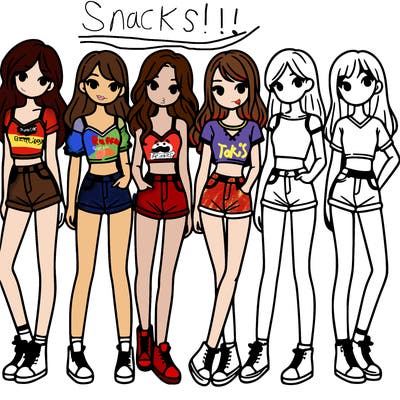 a group of girls wearing crop tops and shorts