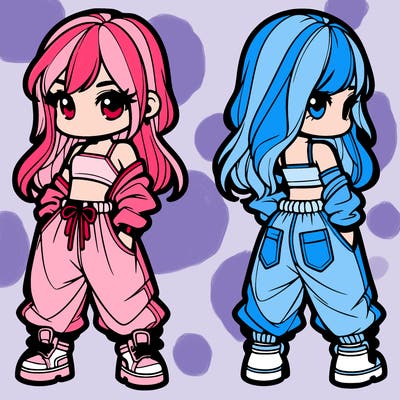 girl in crop top and baggy pants