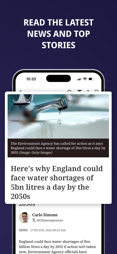 York Press - York Press app screen showing latest news and a featured article about England