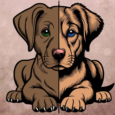 realistic dog split picture