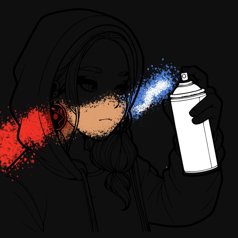 a realistic girl, spray painting