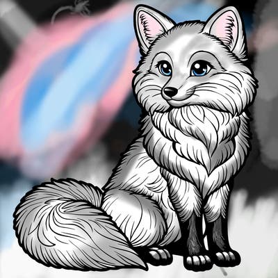 realistic snow fox