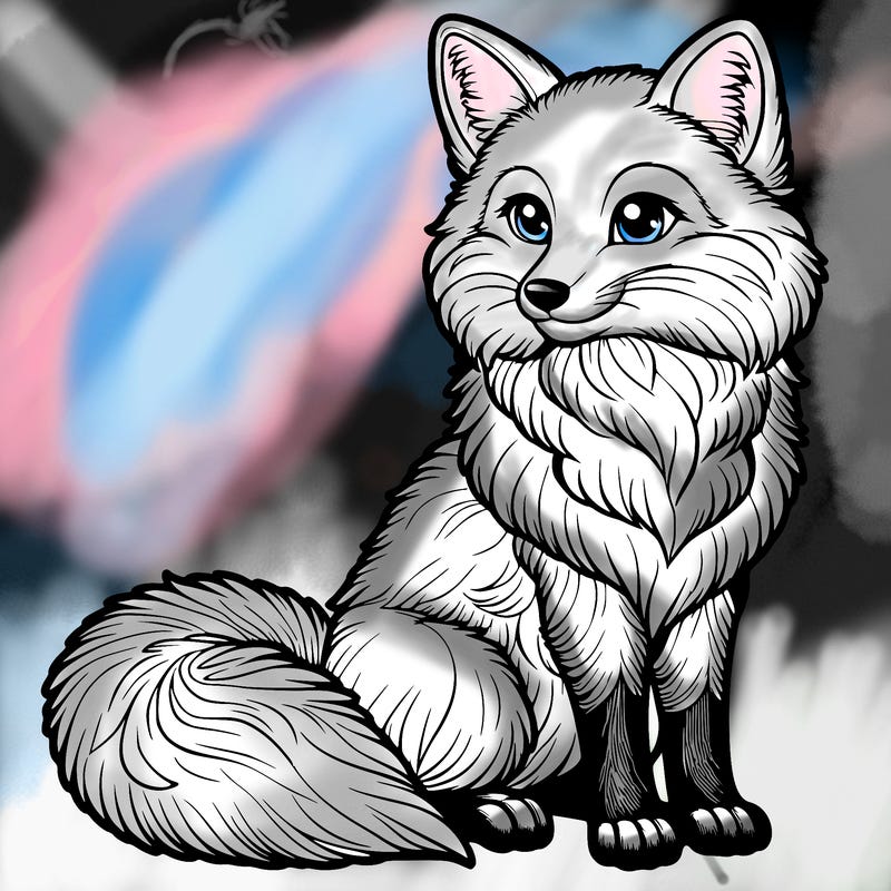 realistic snow fox