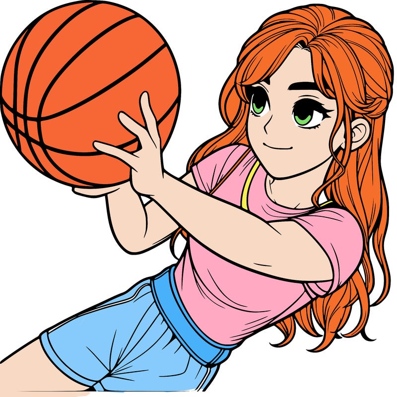 realistic girl playing basketball