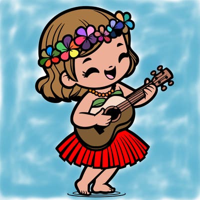a hula dancer who plays the ukulele