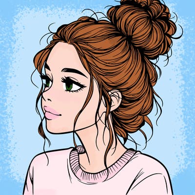a realistic girl with a messy bun