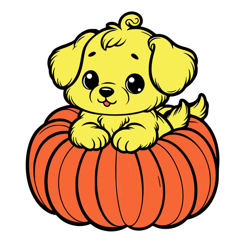 cute little puppy in a pumpkin