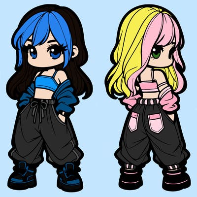 girl in crop top and baggy pants