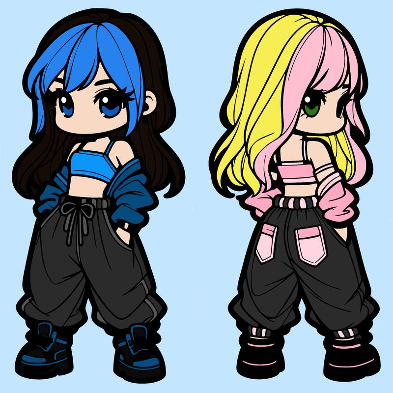 girl in crop top and baggy pants