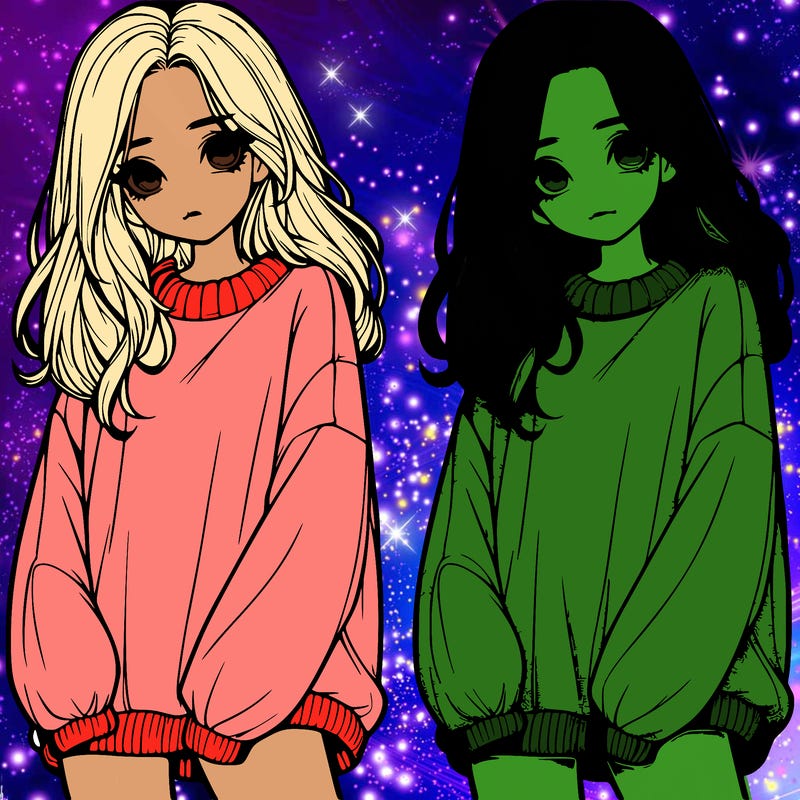 realistic girl with baggy sweater