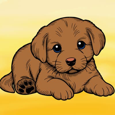 a cute realistic puppy