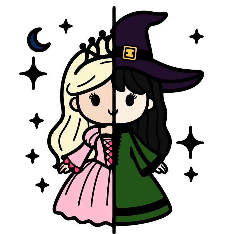 split princess and witch