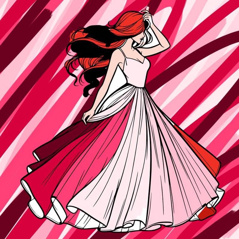 realistic woman with dress flowing in the wind